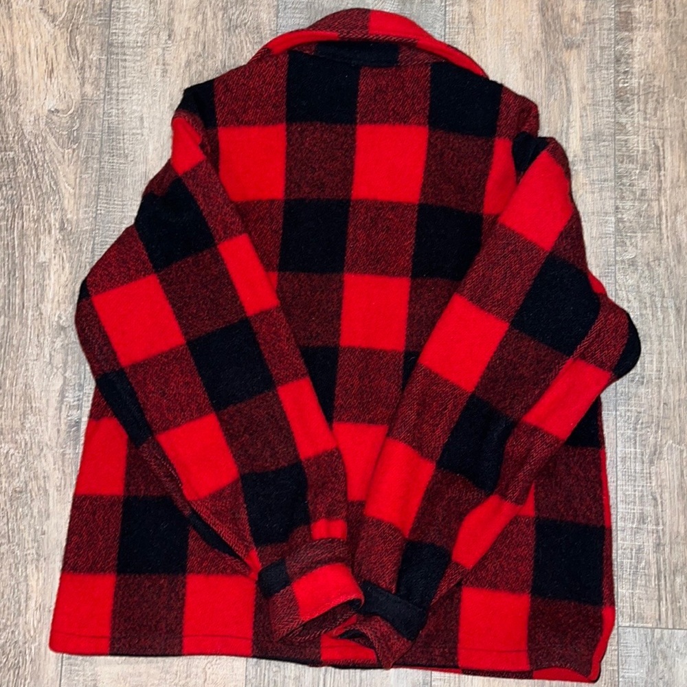 Vintage Woolrich Mens Wool Flannel Button Shirt Jacket Red Black Buffalo Plaid - Picture 3 of 6